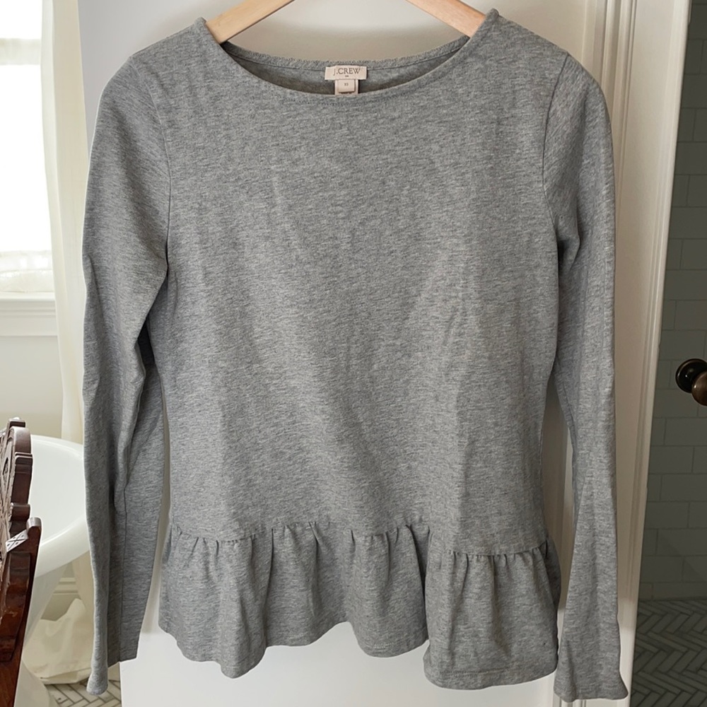 J. Crew long sleeve swing top with ruffle at waist